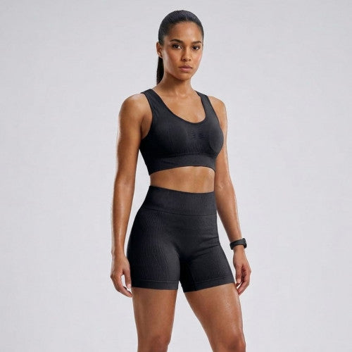 SET DEPORTIVO CORTO TOP/ SHORT AM-414 NEGRO