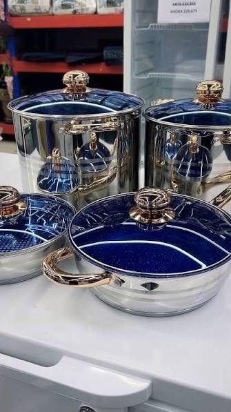 SET DE CALDEROS DE 8 PIEZAS EN ACERO INOXIDABLE MARCA PRINCEWARE