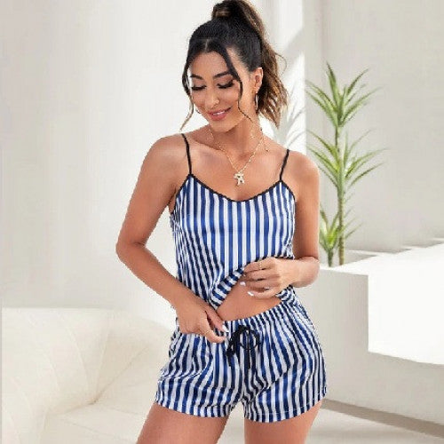 PIJAMA DE RAYAS TALLA M AZUL