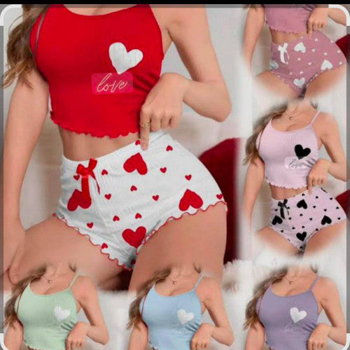SET DE PIJAMAS 2 PZ SEXY LENGERI TALLA XL/ROJO